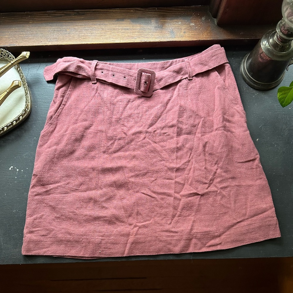 NWOT Very J Pink Belted Mini Skirt